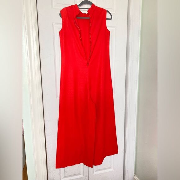 1970s/60s Red Gabardine Jumpsuit Size Large - Picture 6 of 10